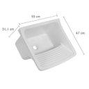 Ver imagem 3 de Tanque de Plástico 34l para Lavanderia Branco + Sifão Copo Universal Sanfonado + Fita Veda Rosca