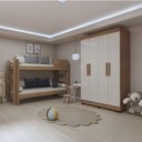 Ver imagem 2 de Quarto Infantil Completo com Guarda-roupa e Beliche Théo Tigus Baby