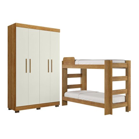 Quarto Infantil Completo com Guarda-roupa e Beliche Théo Tigus Baby