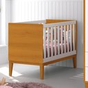 Ver imagem 1 de Berço Mini Cama Classic Branco/Savana com Pés Amadeirado - Reller Móveis