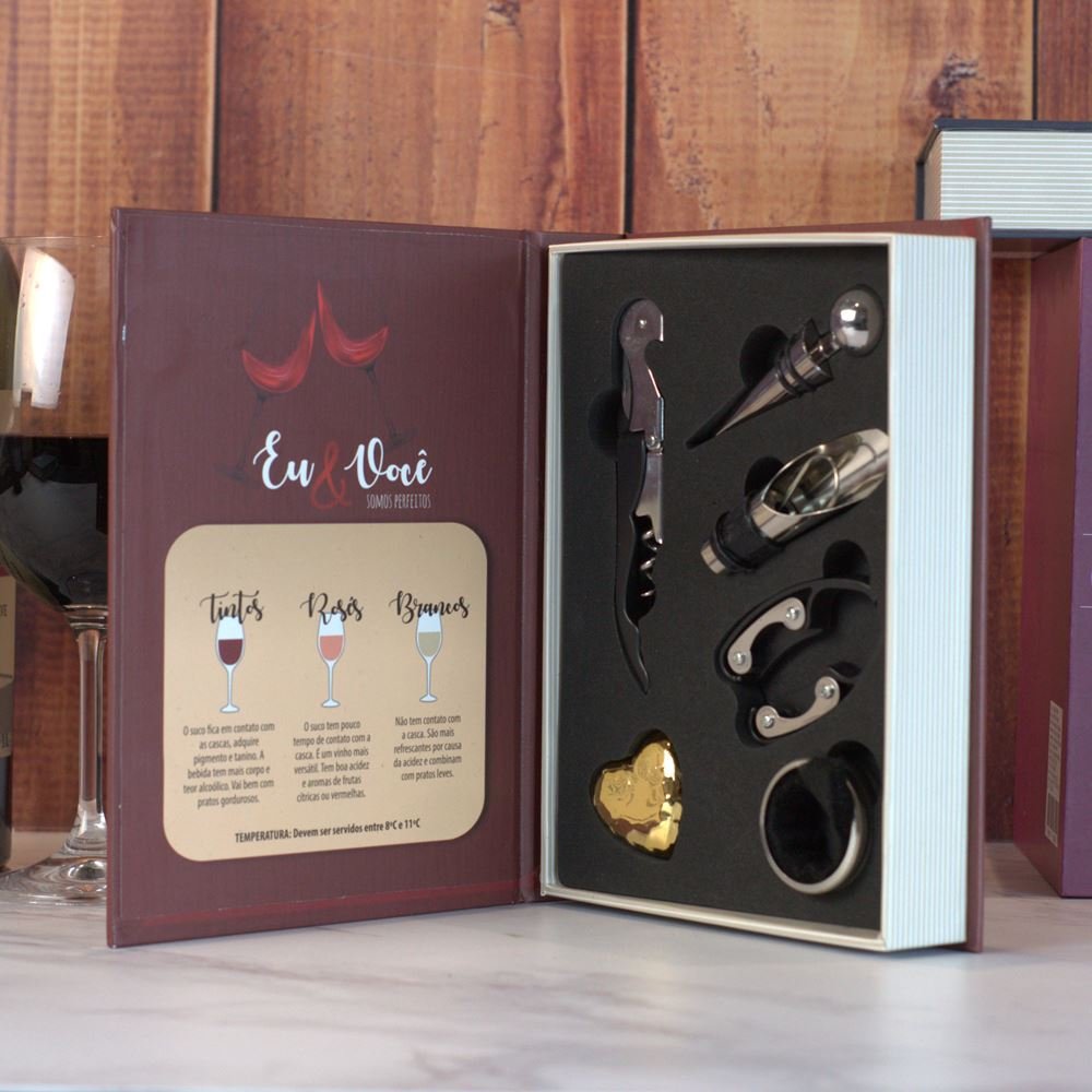 Kit com 5 Peças para Vinho Premium Wine - Eu e Você - 2