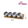 Kit 4 Porta Condimentos em Inox com Imã e Suporte de Bambu em Casa Tem - 4