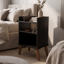 Ver imagem 3 de Mesa de Cabeceira Lateral Canto de Cama Multiuso Preta