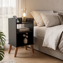 Ver imagem 2 de Mesa de Cabeceira Lateral Canto de Cama Multiuso Preta
