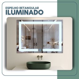 Espelho Retangular 50cm X 70cm Iluminado Touch Screen Led 3 Cores - 7