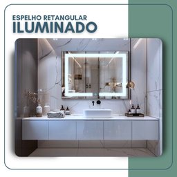 Espelho Retangular 50cm X 70cm Iluminado Touch Screen Led 3 Cores - 3