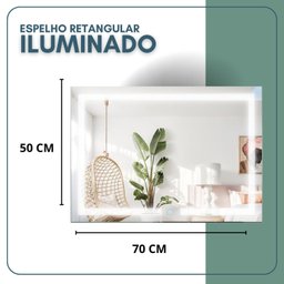Espelho Retangular 50cm X 70cm Iluminado Touch Screen Led 3 Cores - 2