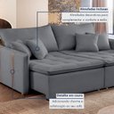 Ver imagem 7 de Sofá Cama Retrátil e Reclinável 2 Lugares Veludo Cinza Escuro Detroid 180cm Yescasa