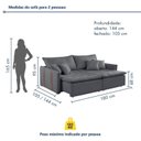 Ver imagem 3 de Sofá Cama Retrátil e Reclinável 2 Lugares Veludo Cinza Escuro Detroid 180cm Yescasa