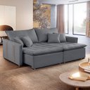 Ver imagem 1 de Sofá Cama Retrátil e Reclinável 2 Lugares Veludo Cinza Escuro Detroid 180cm Yescasa
