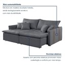 Ver imagem 4 de Sofá Cama Retrátil e Reclinável 2 Lugares Veludo Cinza Escuro Detroid 180cm Yescasa