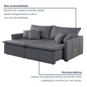 Ver imagem 4 de Sofá Cama Retrátil e Reclinável 2 Lugares Veludo Cinza Escuro Detroid 180cm Yescasa