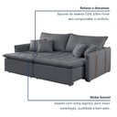 Ver imagem 6 de Sofá Cama Retrátil e Reclinável 2 Lugares Veludo Cinza Escuro Detroid 180cm Yescasa