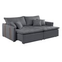 Ver imagem 2 de Sofá Cama Retrátil e Reclinável 2 Lugares Veludo Cinza Escuro Detroid 180cm Yescasa