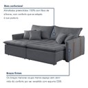 Ver imagem 5 de Sofá Cama Retrátil e Reclinável 2 Lugares Veludo Cinza Escuro Detroid 180cm Yescasa