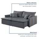 Ver imagem 6 de Sofá Cama Retrátil e Reclinável 2 Lugares Veludo Cinza Escuro Detroid 180cm Yescasa