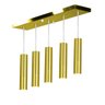 Pendente Quintuplo Tubo Cilindro Dourado 30Cm + Led 3k - 1