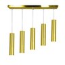 Pendente Quintuplo Tubo Cilindro Dourado 30Cm + Led 3k - 2