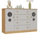 Ver imagem 2 de Cômoda Infantil 125cm 2 Portas com Vidro e 4 Gavetas Pirulito Multimóveis Mp4470 Madeirado/off
