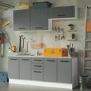 Ver imagem 1 de Kit com 2 Balcões e 2 Armários Aéreos Multiuso 200cm Branco/cinza Agata Madesa Branco/cinza