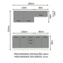 Ver mais imagens de Kit com 2 Balcões e 2 Armários Aéreos Multiuso 200cm Branco/cinza Agata Madesa Branco/cinza