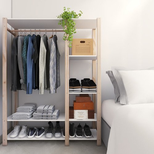 Guarda Roupa Aberto Closet Moderno Espaço Otimizado Mdp Branco Technox - 1