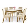 Mesa de Jantar Ghala 160cm 6 Cadeiras Vita - Nature/Off White/Linho - 1