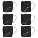 Ver imagem 1 de Conjunto 6 Canecas Para Café Jogo Xícaras de Porcelana Preto Urban Nero Marmorizado