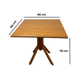 Mesa X de Madeira Maciça 80x80 Mel - 7