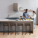 Ver imagem 6 de Kit 4 Banqueta Quadrada Preta para Balcão Ilha Cozinha Gourmet Bancada Piscina Bares Àrea de Lazer