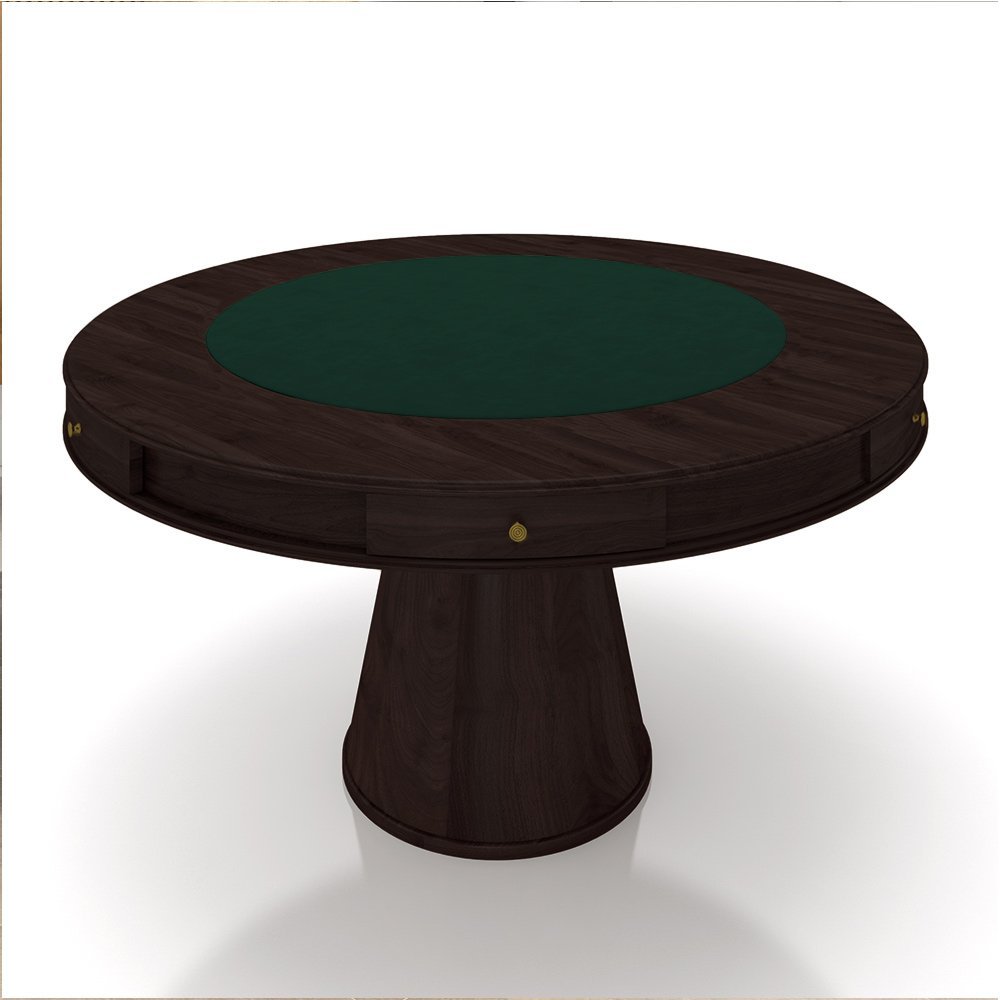 Mesa de Jogos Carteado 6 Lugares Bellagio com Gavetas e Tampo Reversível Base Cone com Tecido Tabaco - 8