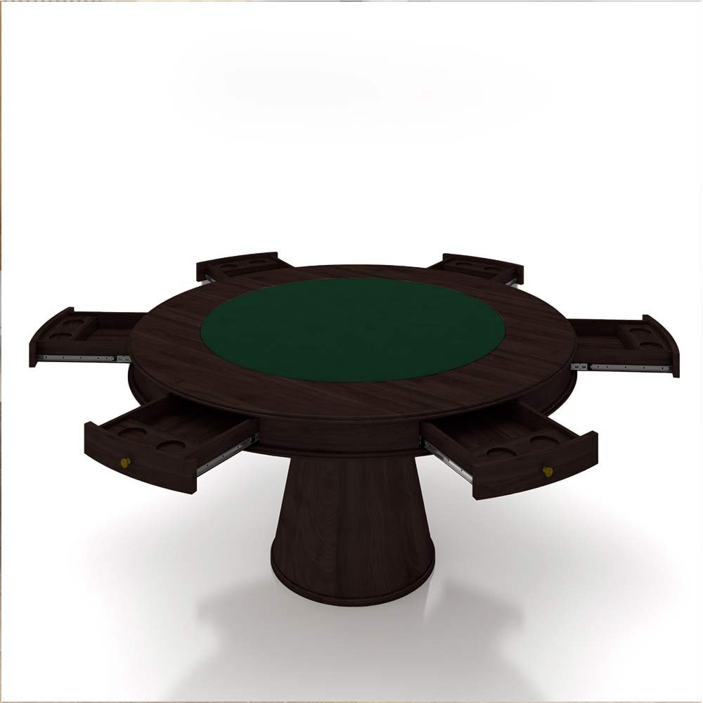 Mesa de Jogos Carteado 6 Lugares Bellagio com Gavetas e Tampo Reversível Base Cone com Tecido Tabaco - 7