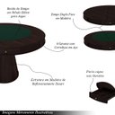 Ver imagem 3 de Mesa de Jogos Carteado 6 Lugares Bellagio com Gavetas e Tampo Reversível Base Cone com Tecido Tabaco