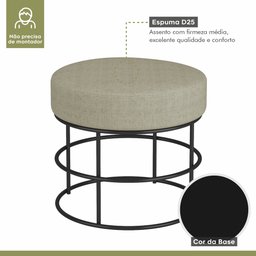 Puff Anunciação Mais Decor Preto/linho Bege - 5