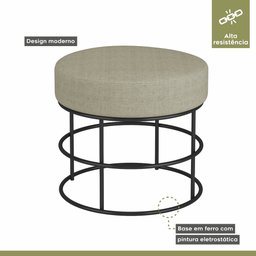 Puff Anunciação Mais Decor Preto/linho Bege - 4