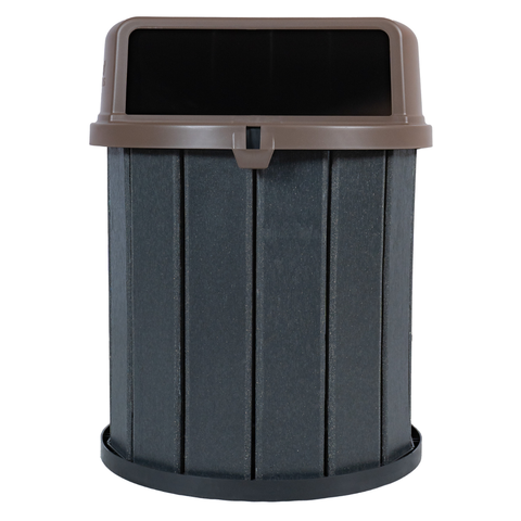 Lixeira Coletora Ecológica Mbs 75L Madeira Plástica Reciclada:Tampa Marrom/Cinza Ébano