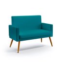 Ver imagem 2 de Kit 2 Poltronas Namoradeira Nina com Rodapé Suede Azul Turquesa Aradecor