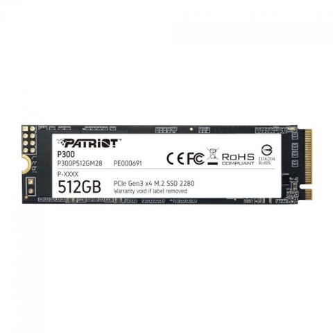 Ssd M.2 512gb Patriot P300 - Nvme - Leitura 1700mbs e Gravação 1100mbs - Pcie Gen 3 - P300p512gm28