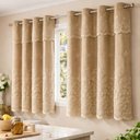 Ver imagem 3 de Cortina Renda Cozinha Tulipa Marrom 2,00LARG X 1,50ALT