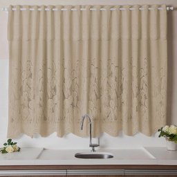 Cortina Renda Cozinha Tulipa Marrom 2,80larg x 1,50alt - 1