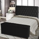 Ver imagem 2 de Kit Cabeceira de Cama Box e Calçadeira Baú Paris King 195 Cm Capitonê Suede Preto Eli Móveis