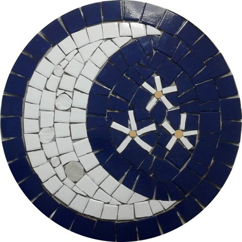 Rosone Mosaico Contemporâneo Lua em Mosaico Ii Cerâmica 70cm