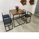 Ver imagem 1 de Conjunto Mesa 4 Cadeiras Pequena Estofado Preto Industrial Wood Box