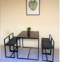 Ver imagem 3 de Conjunto Mesa 4 Cadeiras Pequena Estofado Preto Industrial Wood Box