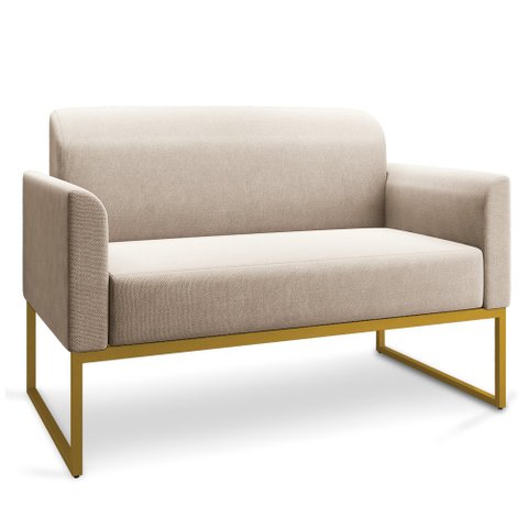 Namoradeira 02 lugares Marisa Linho Base Industrial Metálica Dourado - D'Rossi - A27 Areia