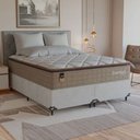 Ver imagem 1 de Cama Box Queen + Colchão Comfort Class Pillow Top 158x198cm Bege/suede Branco