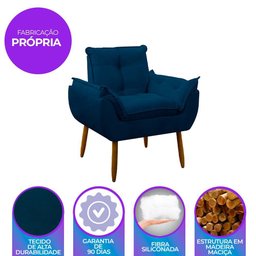 Poltrona Decorativa Sala de Estar Escritório Quarto Prime Cor: Azul Marinho - 3