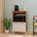 Ver imagem 1 de Balcão de Cozinha Modulado para Forno e Microondas Fidelitá Verona 65cm 2 Portas Freijó/off-white