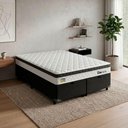 Ver imagem 5 de Cama Box com Baú Queen Onix Euro Pillow Ortopédico Espuma Tecido Jacquard Preto e Branco Hellen