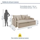 Ver imagem 3 de Sofá Cama Retrátil e Reclinável 3 Lugares Veludo Bege Claro Windson 200cm Yescasa